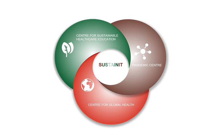 SUSTAINIT consists of:
Centre for Sustainable Healthcare Education&amp;#160;(SHE)&amp;#160;
Centre for Global Health
The Pandemic Centre