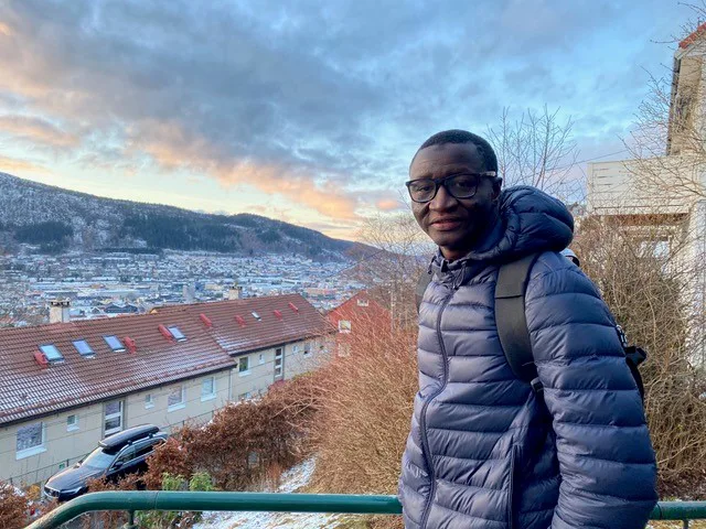 Hassan Njie in Norway during winter