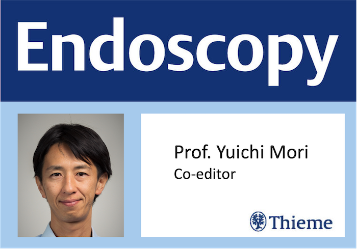 Picture of Endoscopy journal header and portrait of Yuichi Mori titled co-editor