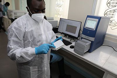 Assistance to Kenya for diagnostics of COVID-19: PCR Kits in use at the Kenyatta National Hospital, Nairobi, Kenya. 2 February 2021.