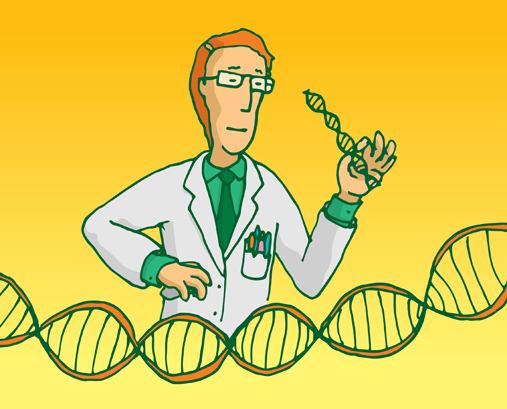 scientist researching genes or manipulating dna sequence