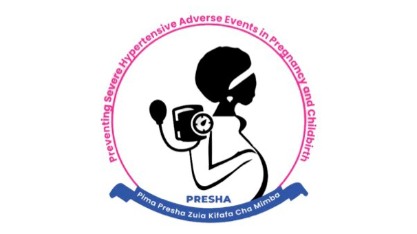 Circular logo, inside the logo is a pregnant African woman, holding her stomach lovingly. 