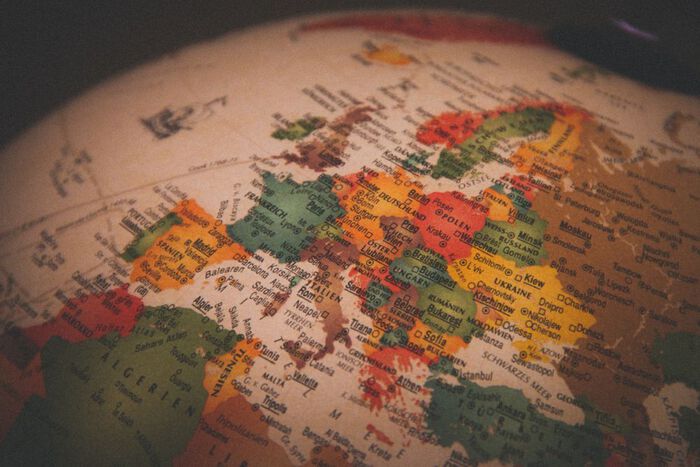 World globe showing Europe