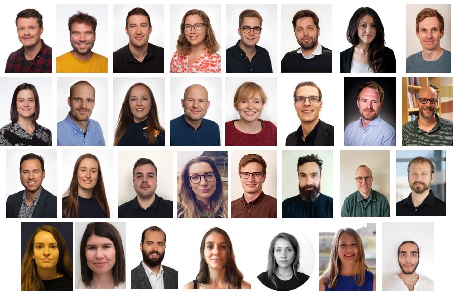 Bilde av forskergruppen. Sammensatt av 31 profilbilder. 19 menn/12kvinner.